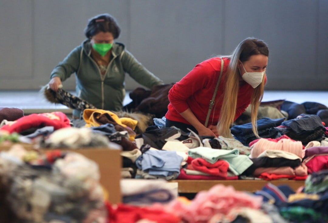 volunteers packing donation boxes